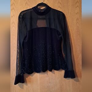 Elegant Black Sheer Women's Top